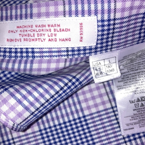 Men's Pre Owned Brooks Brother Blue & Purple Plaid Shirt Large - Picture 8 of 9